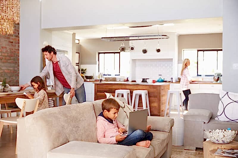 family spending time together in their living room