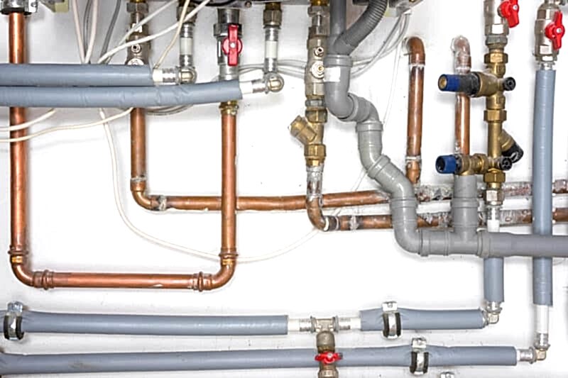 pipes and a heating system of a home